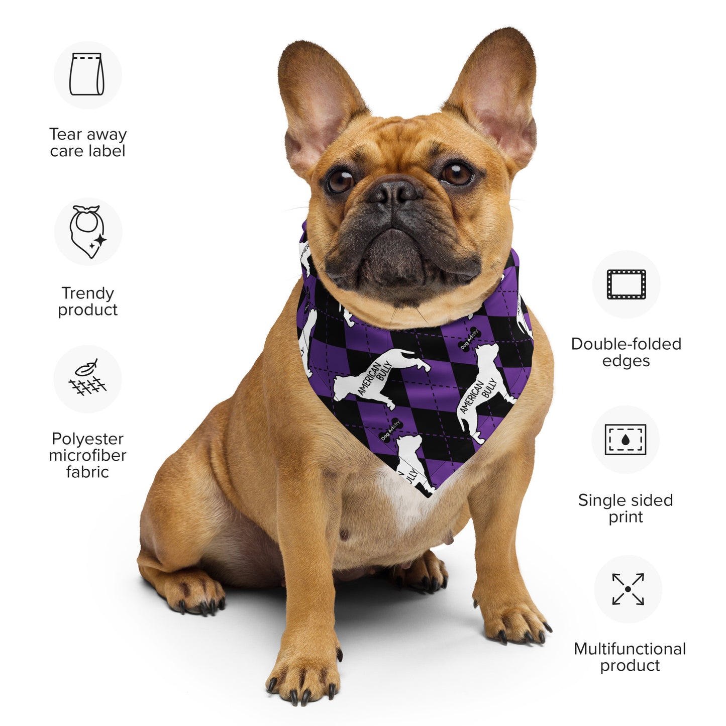 American Bully Argyle Purple and Black All-over print bandana