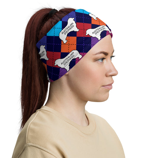 Australian Shepherd Colorful Argyle Neck Gaiter