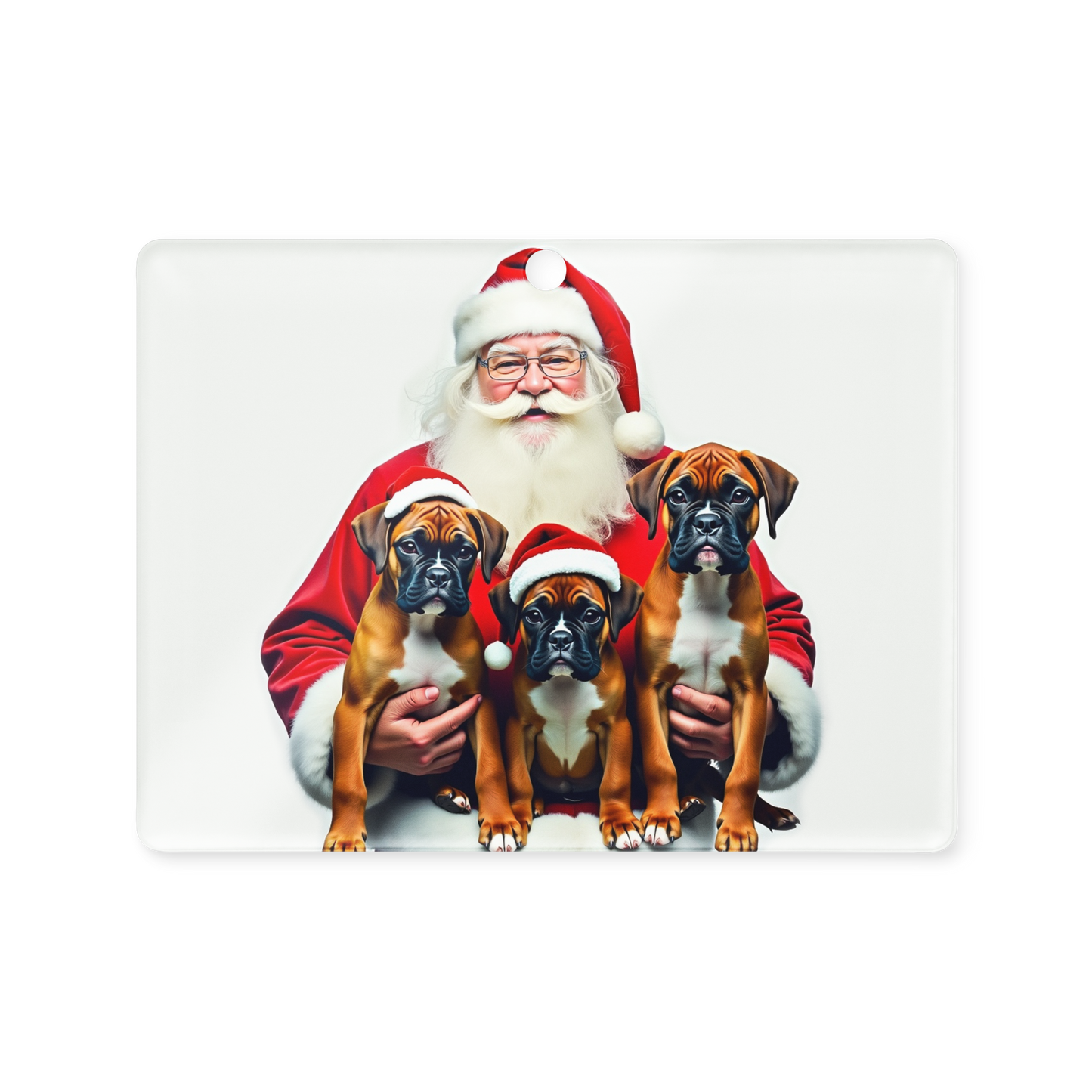 Boxer Puppies with Santa Claus Acrylic Ornament