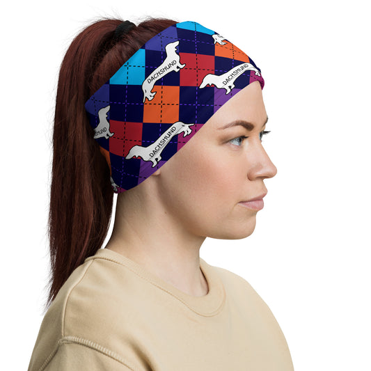 Dachshund Colorful Argyle Neck Gaiter