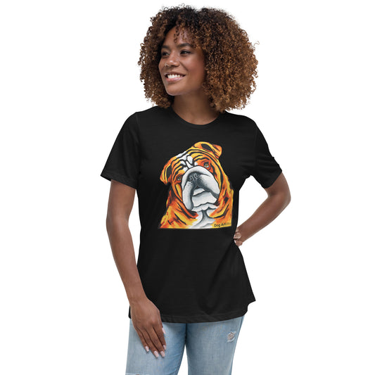 English Bulldog women's t-shirt black by Dog Artistry