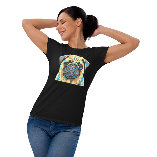 Pug women's t-shirt black by Dog Artistry