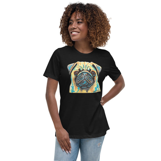 Pug women's t-shirt black by Dog Artistry
