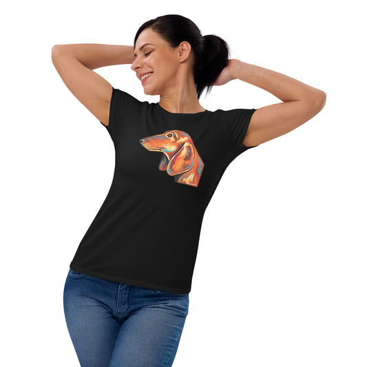 Dachshund women's t-shirt black by Dog Artistry