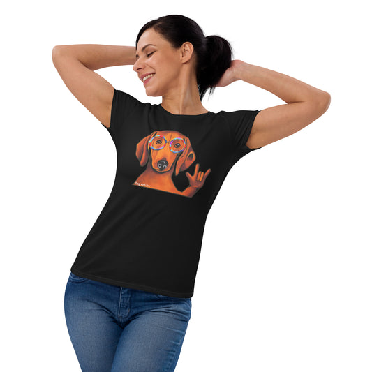 Dachshund love women's t-shirt black by Dog Artistry