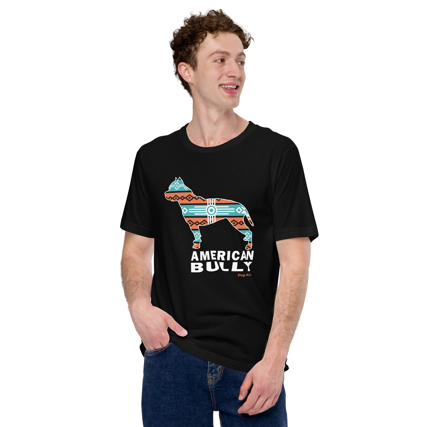 American Bully Unisex T-Shirt With Southwest Design by Dog Artistry