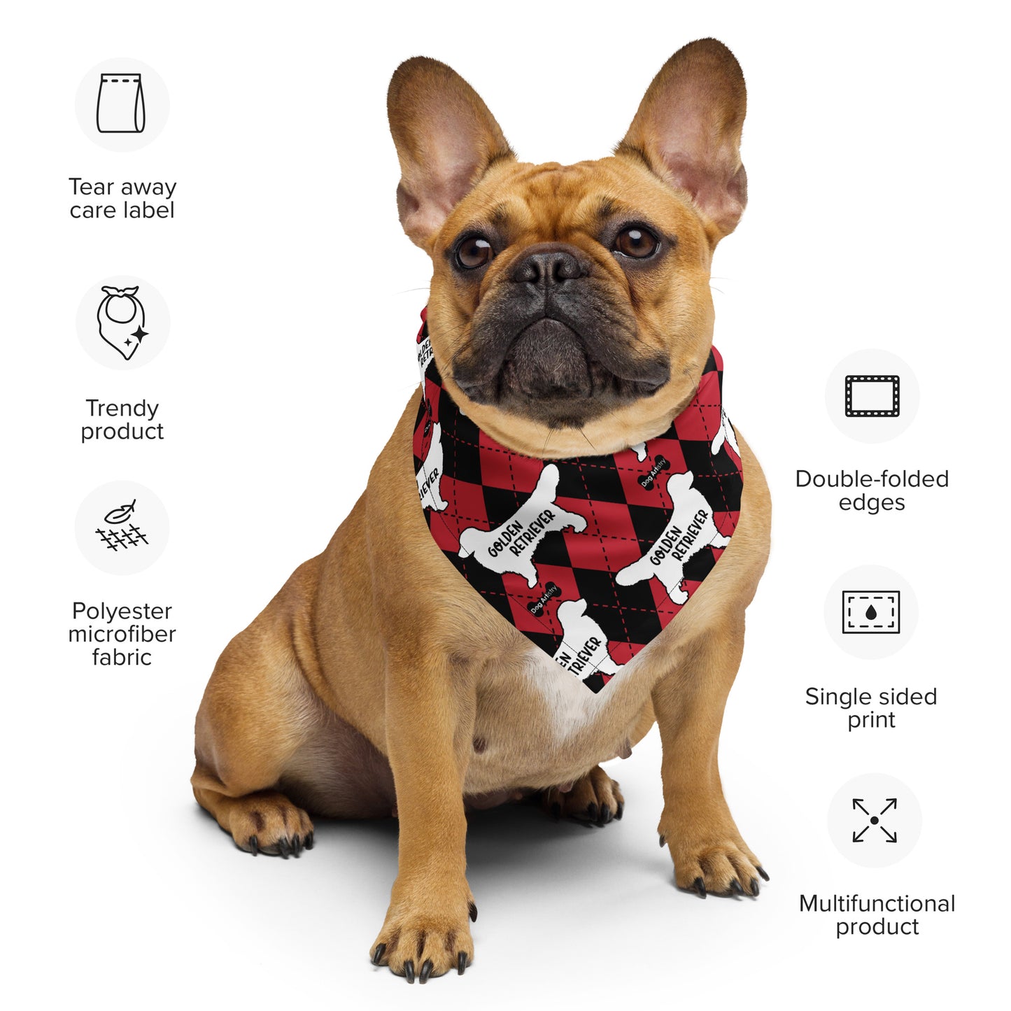 Golden Retriever Argyle Red and Black All-over print bandana