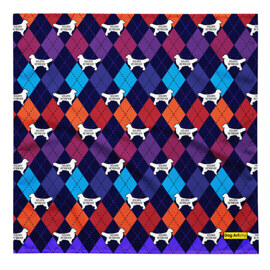 Colorful Argyle Golden Retriever All-over print bandana