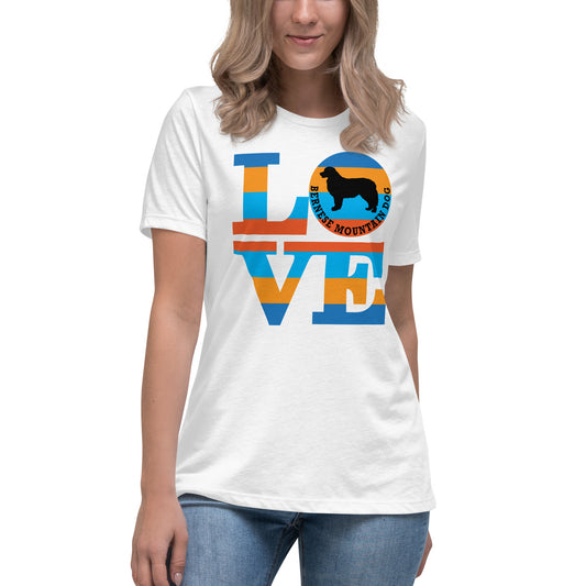 Bernese Mountain Dog Love women’s white t-shirt by Dog Artistry.