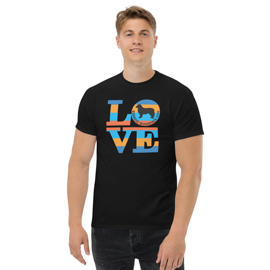 Bernese Mountain Dog Love men’s black t-shirt by Dog Artistry.