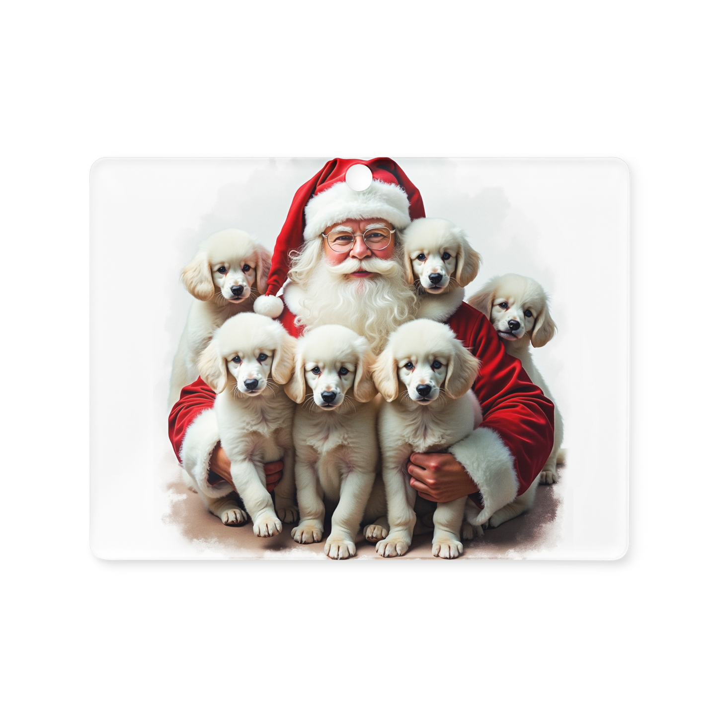 Poodle Puppies with Santa Claus Acrylic Ornament