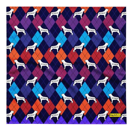 Colorful Argyle Rottweiler All-over print bandana