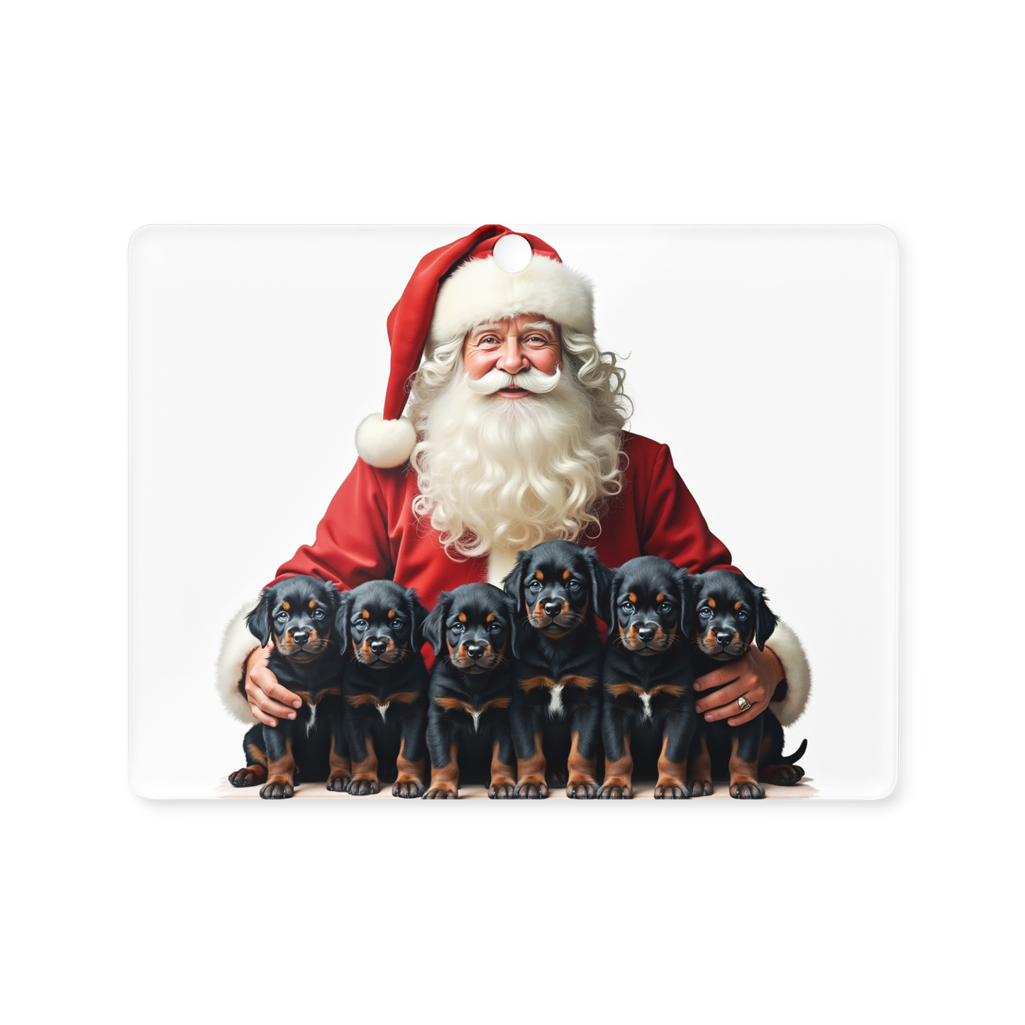 Rottweiler Puppies with Santa Claus Acrylic Ornament
