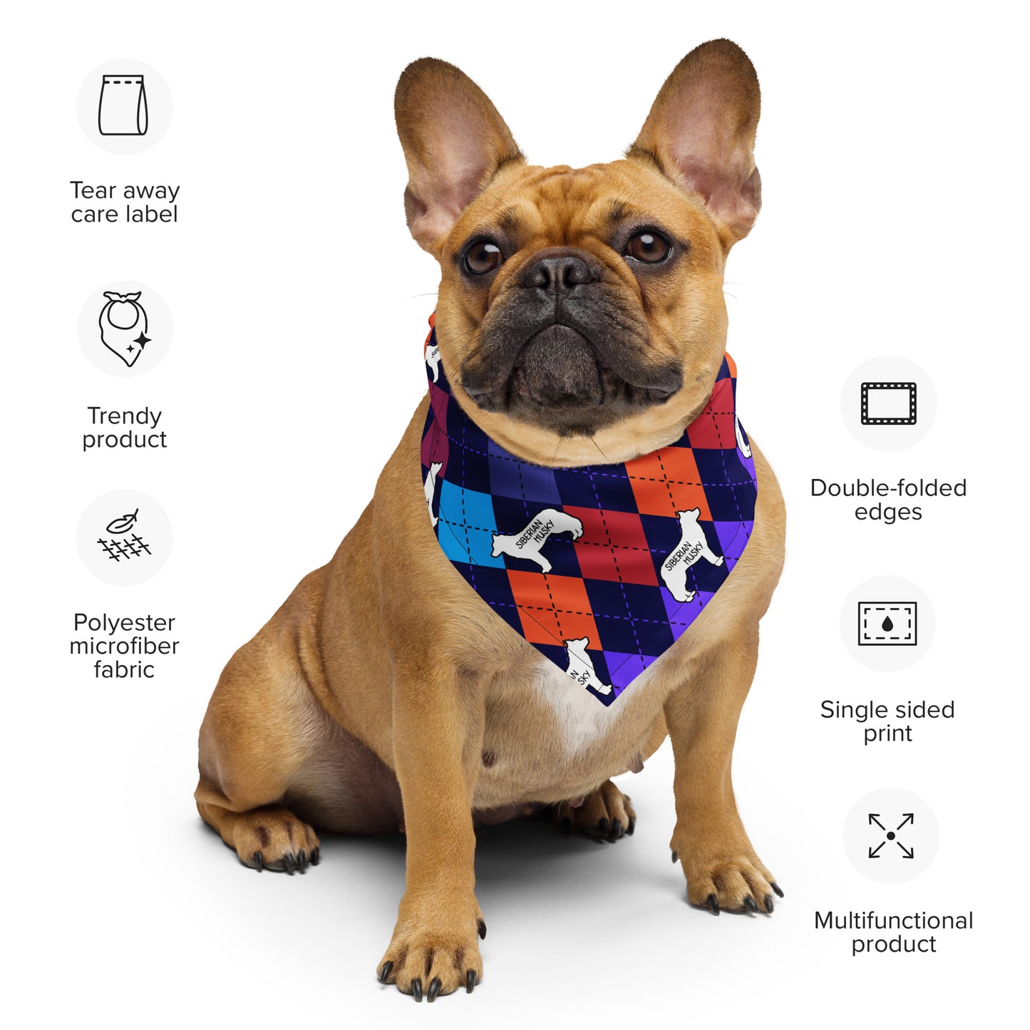 Colorful Argyle Siberian Husky All-over print bandana