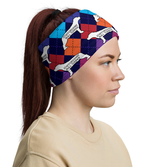 Staffordshire Bull Terrier Colorful Argyle Neck Gaiter