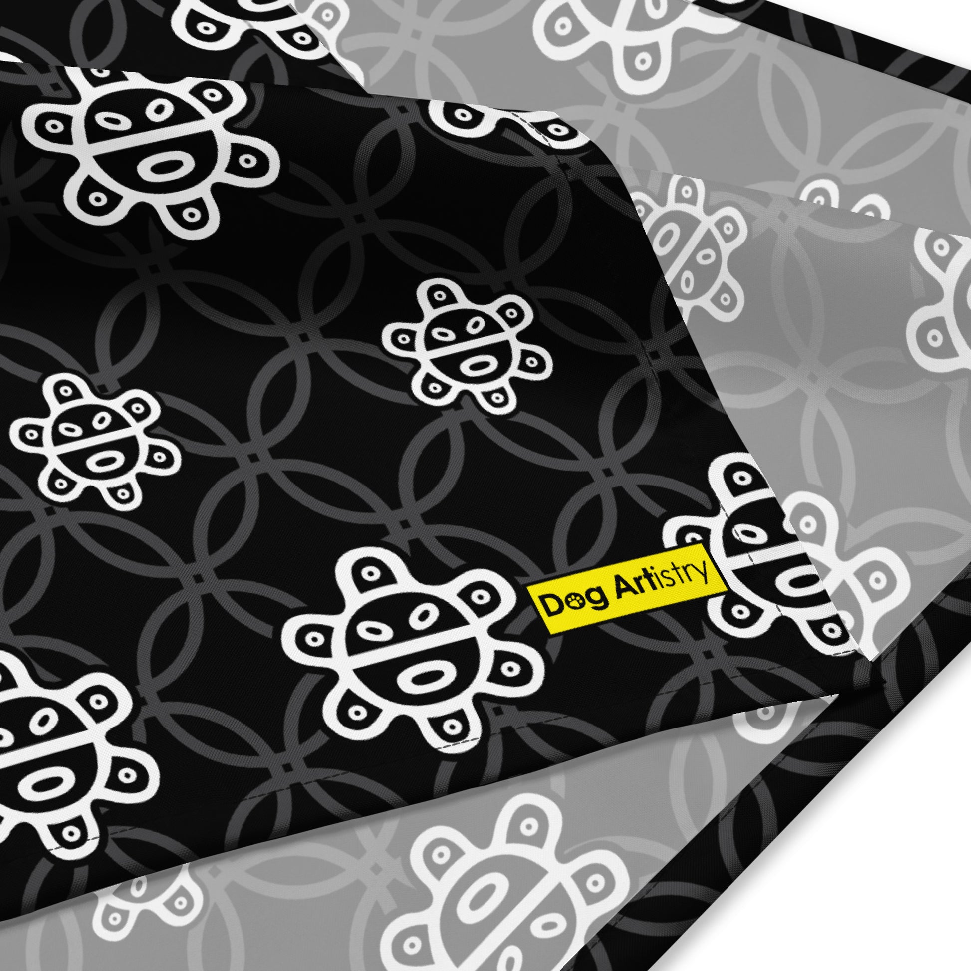 Taino Sun black bandana designed by Dog Artistry.