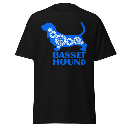Basset Hound Bionic men’s black t-shirt by Dog Artistry.