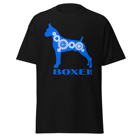 Boxer Bionic men’s black t-shirt by Dog Artistry.