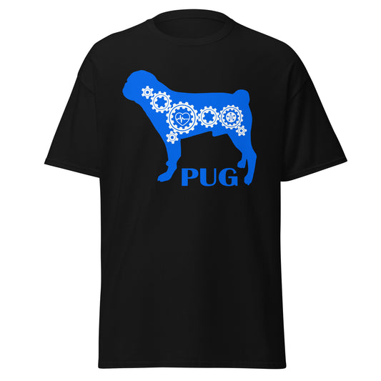 Pug Bionic men’s black t-shirt by Dog Artistry.