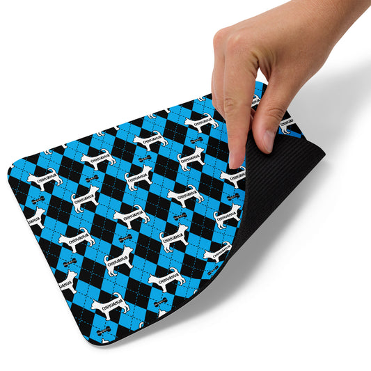 Argyle Chihuahua Blue Mouse pad