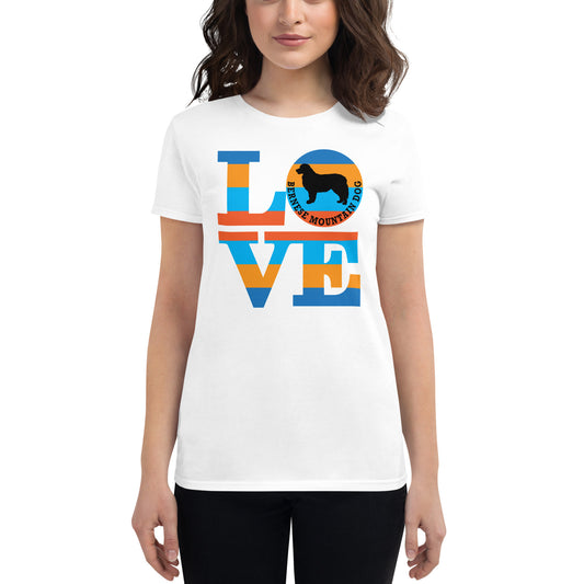 Bernese Mountain Dog Love women’s white t-shirt by Dog Artistry.