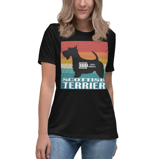 Scottish Terrier 100% Energy Women's Relaxed T-Shirt by Dog Artistry