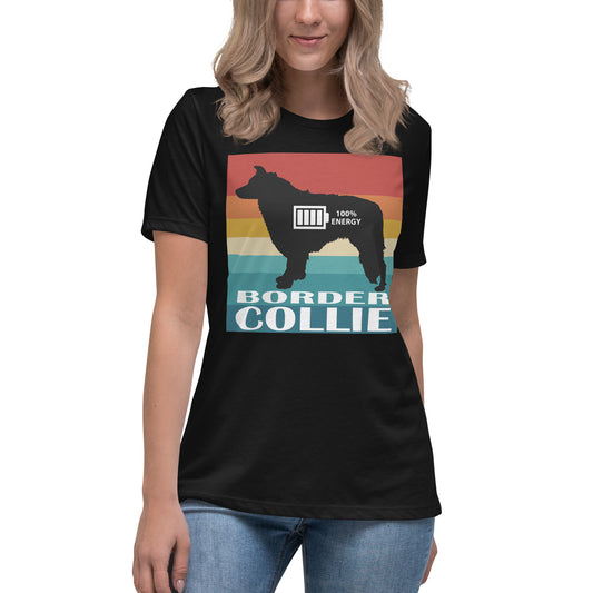 Border Collie 100% Energy Women's Relaxed T-Shirt by Dog Artistry