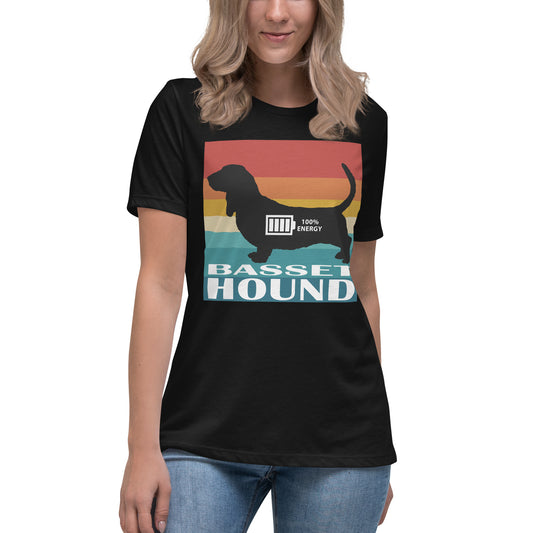 Basset Hound 100% Energy Women's Relaxed T-Shirt by Dog Artistry