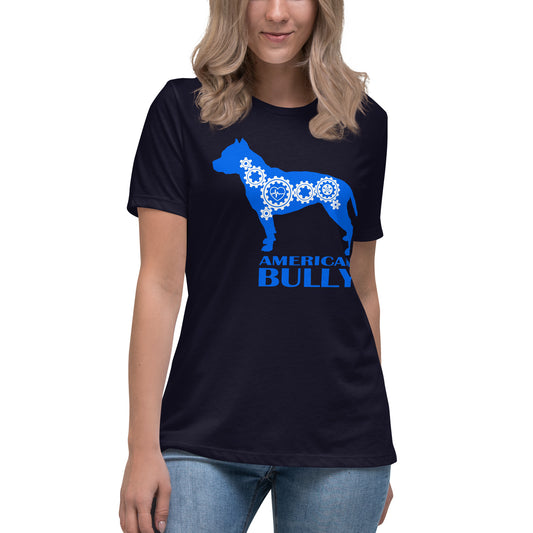 American Bully Bionic women’s navy t-shirt by Dog Artistry.