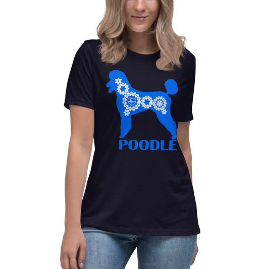 Poodle Bionic women’s navy t-shirt by Dog Artistry.