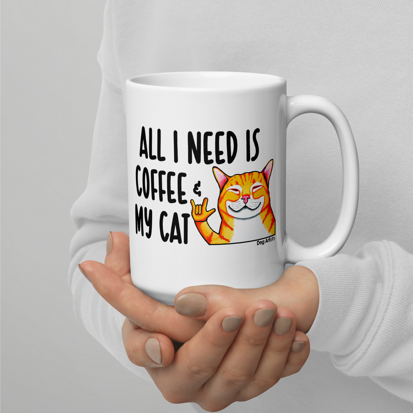 Cat – All I Need Is Coffee & My Cat Glossy White Mug