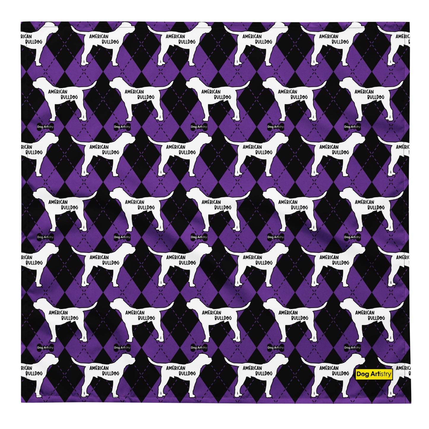 Alaskan Malamute Argyle Purple and Black All-over print bandana