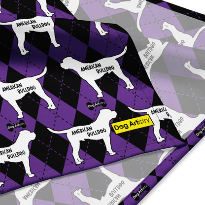 Alaskan Malamute Argyle Purple and Black All-over print bandana