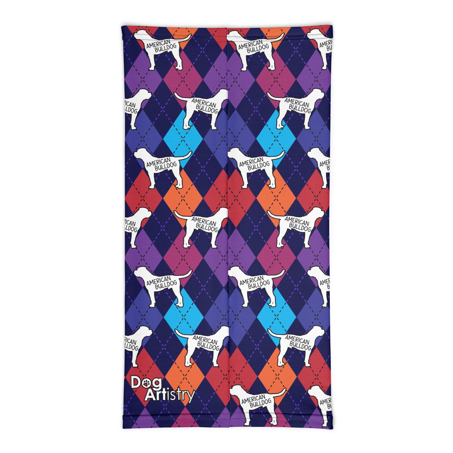 American Bulldog Colorful Argyle Neck Gaiter