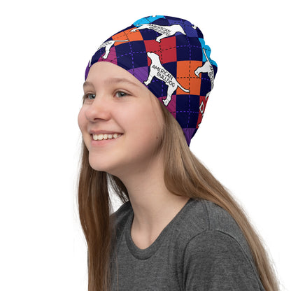 American Bulldog Colorful Argyle Neck Gaiter