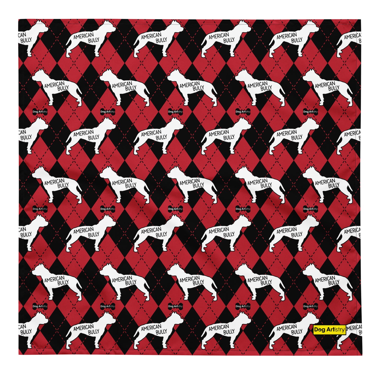 American Bully Argyle Red and Black All-over print bandana