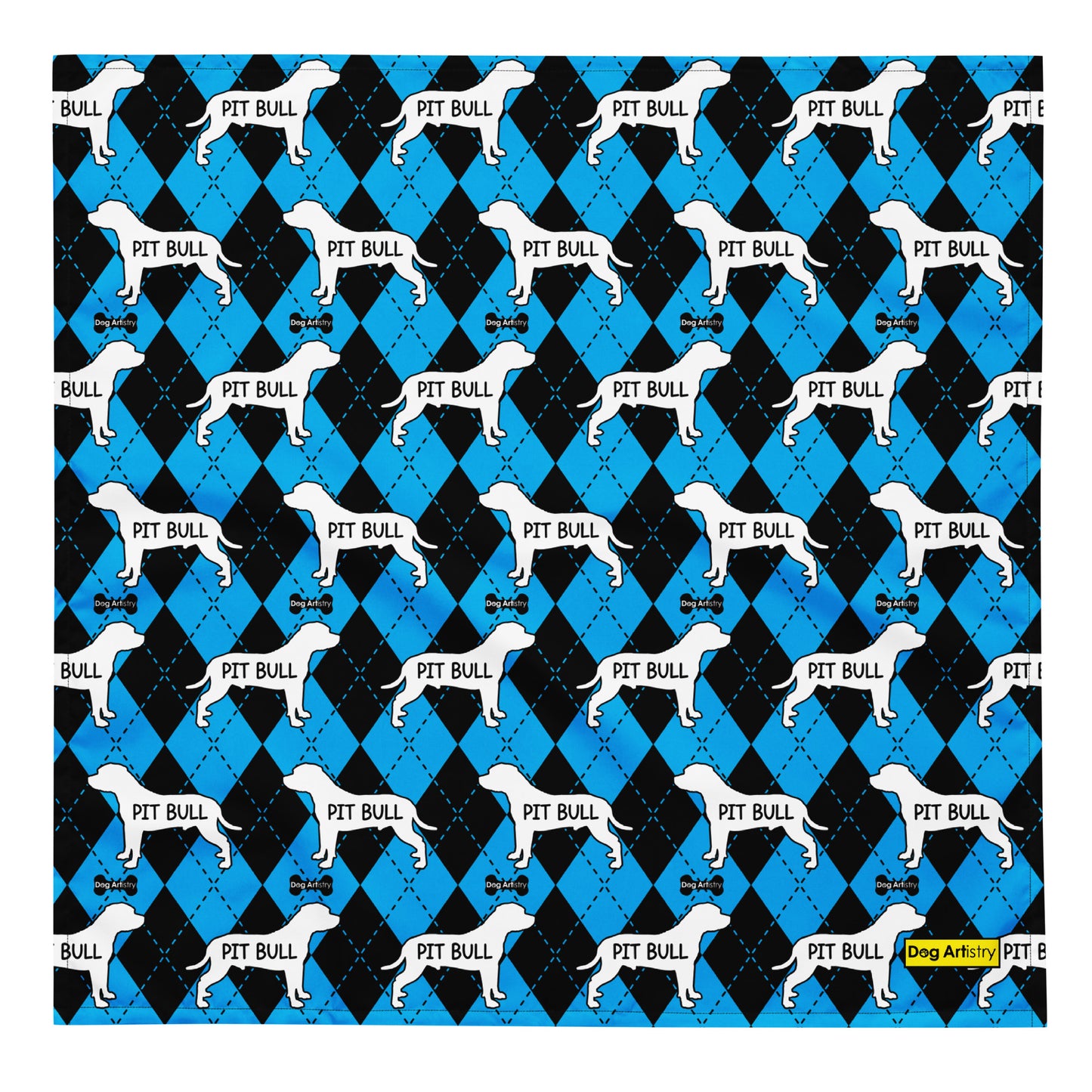 Pit Bull Argyle Blue and Black All-over print bandana