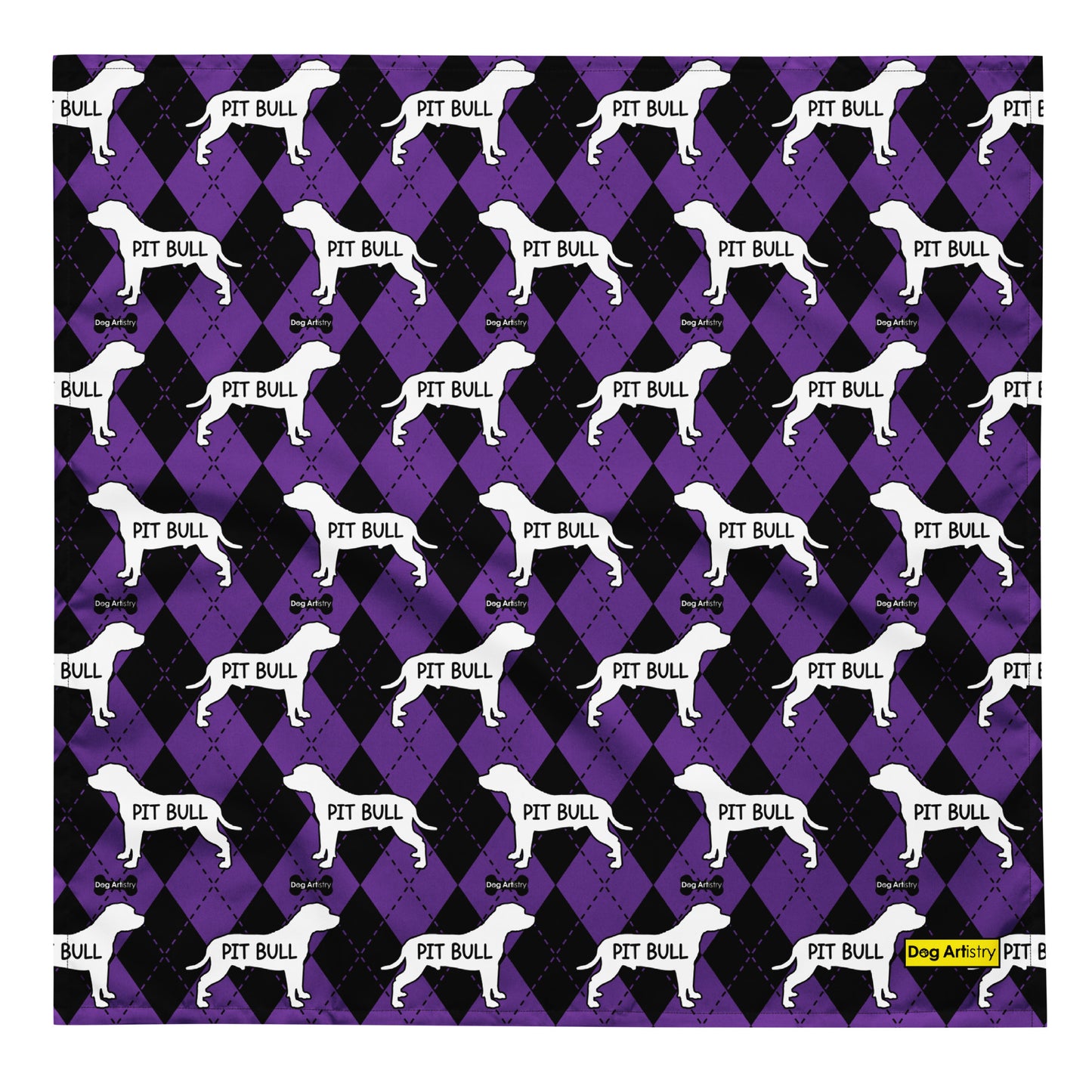 Pit Bull Argyle Purple and Black All-over print bandana