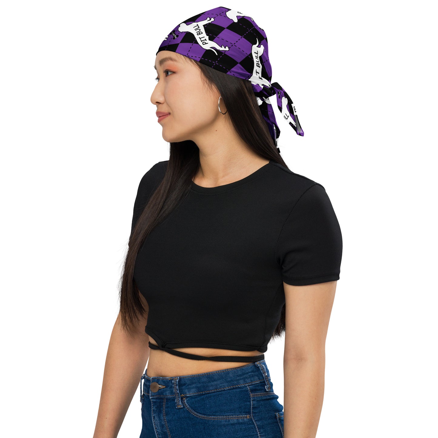 Pit Bull Argyle Purple and Black All-over print bandana