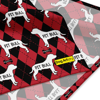 Pit Bull Argyle Red and Black All-over print bandana