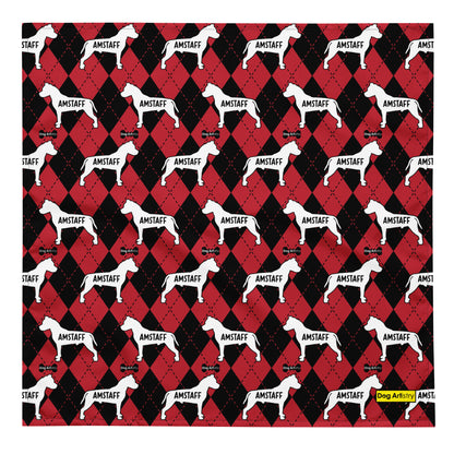 AmStaff Argyle Red and Black All-over print bandana