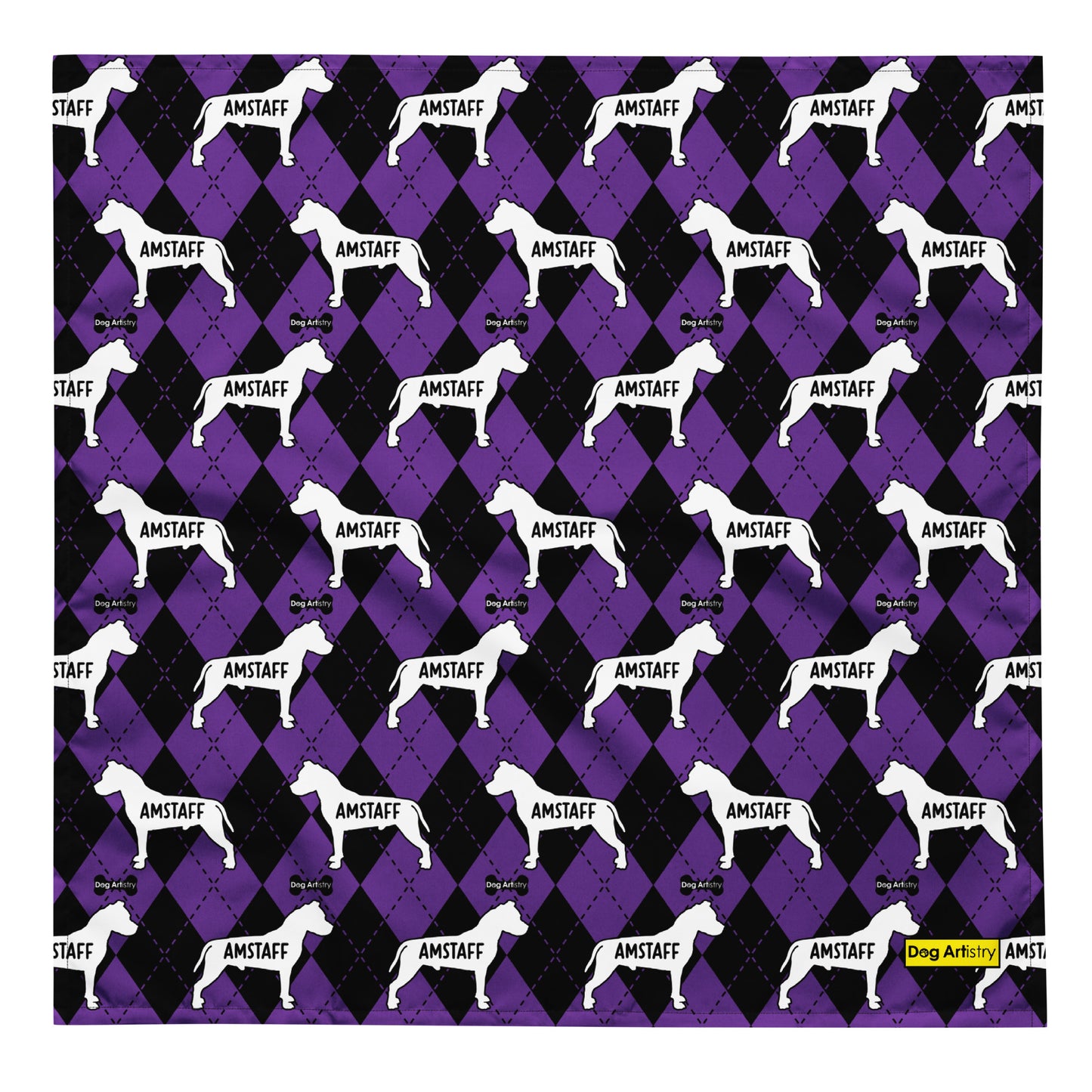 AmStaff Argyle Purple and Black All-over print bandana