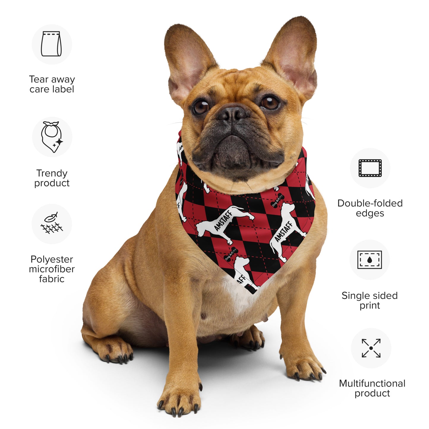 AmStaff Argyle Red and Black All-over print bandana