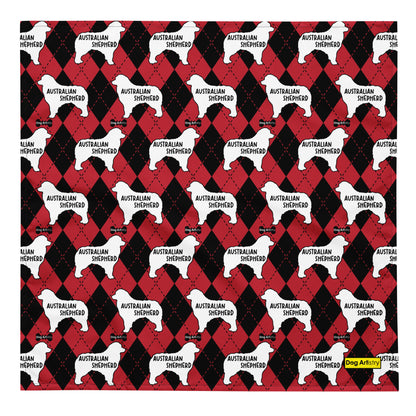 Australian Shepherd Argyle Red and Black All-over print bandana