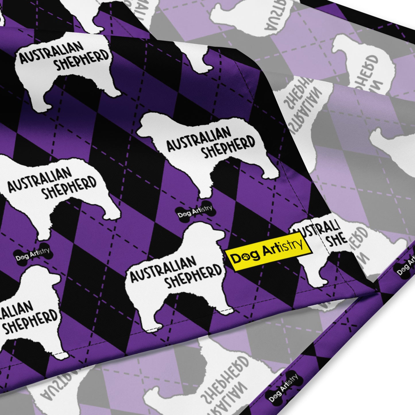 Australian Shepherd Argyle Purple and Black All-over print bandana