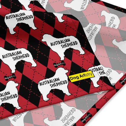 Australian Shepherd Argyle Red and Black All-over print bandana