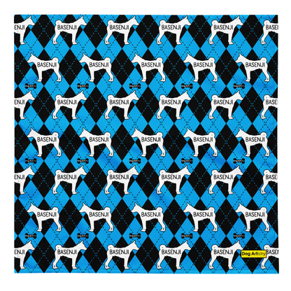 Basenji Argyle Blue and Black All-over print bandana
