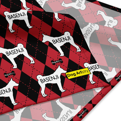 Basenji Argyle Red and Black All-over print bandana