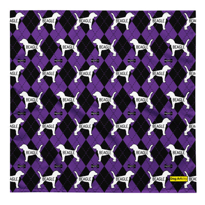 Beagle Argyle Purple and Black All-over print bandana