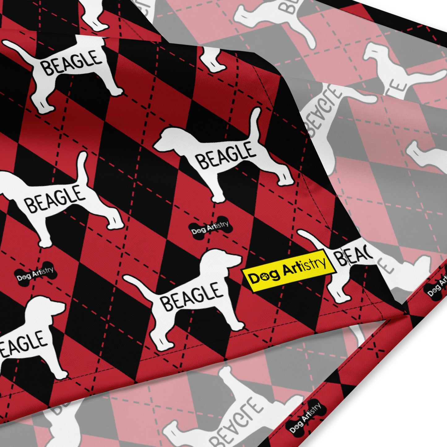 Beagle Argyle Red and Black All-over print bandana